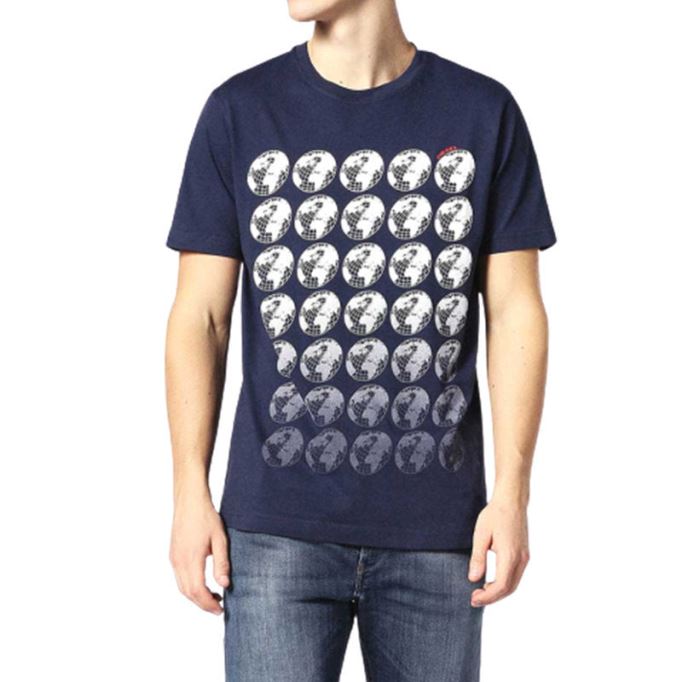 ブラック/ホワイト T ジョー Sc メンズ Tシャツ クルーネック レギュラー スリムフィット カジュアル サマー コットン ティー ディーゼル