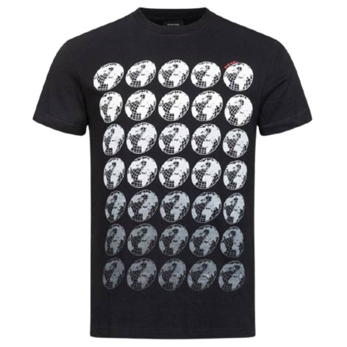 ブラック/ホワイト T ジョー Sc メンズ Tシャツ クルーネック レギュラー スリムフィット カジュアル サマー コットン ティー ディーゼル