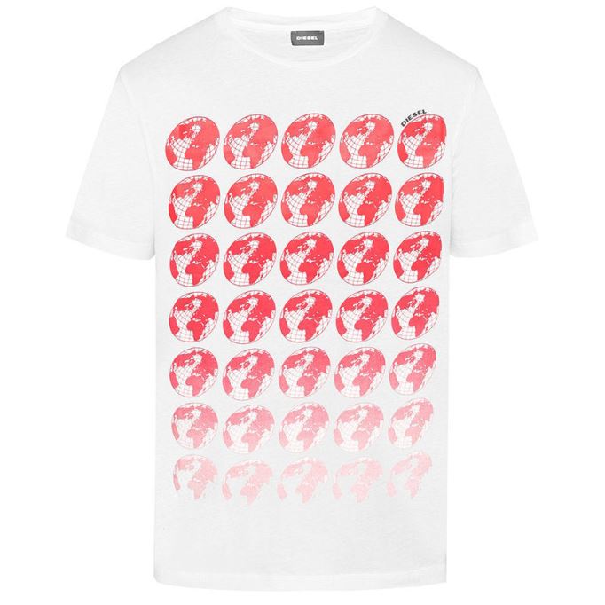 ブラック/ホワイト T ジョー Sc メンズ Tシャツ クルーネック レギュラー スリムフィット カジュアル サマー コットン ティー ディーゼル