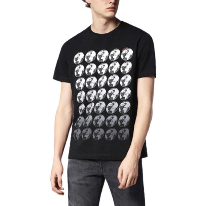 ブラック/ホワイト T ジョー Sc メンズ Tシャツ クルーネック レギュラー スリムフィット カジュアル サマー コットン ティー ディーゼル