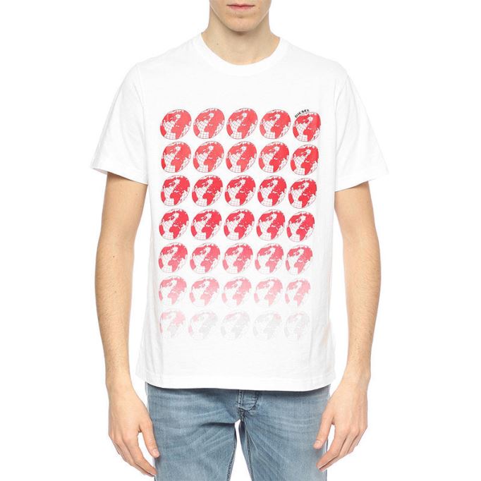 ブラック/ホワイト T ジョー Sc メンズ Tシャツ クルーネック レギュラー スリムフィット カジュアル サマー コットン ティー ディーゼル