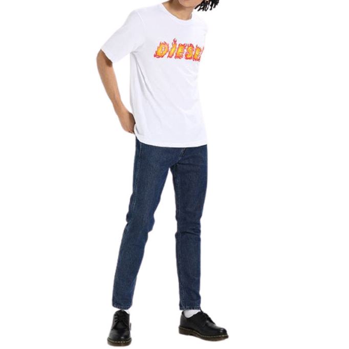 ディーゼル T ジャスト Sh メンズ Tシャツ クルーネック グラフィック プリント カジュアル サマー コットン ティー レッド/ブラック/ブルー