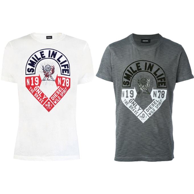 ディーゼル T ディエゴ Hm メンズ T シャツ 半袖クルーネック カジュアル サマー コットン T シャツ ブラック/ホワイト/ブルー