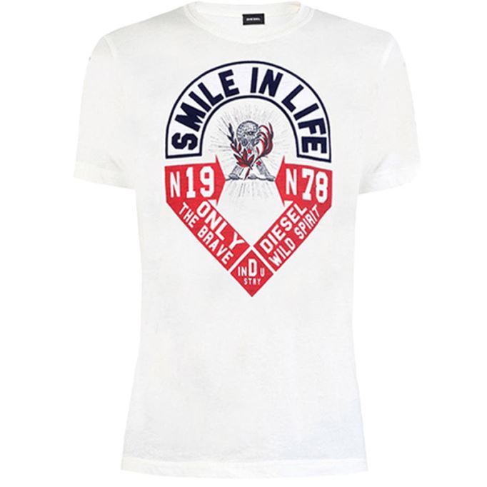 ディーゼル T ディエゴ Hm メンズ T シャツ 半袖クルーネック カジュアル サマー コットン T シャツ ブラック/ホワイト/ブルー