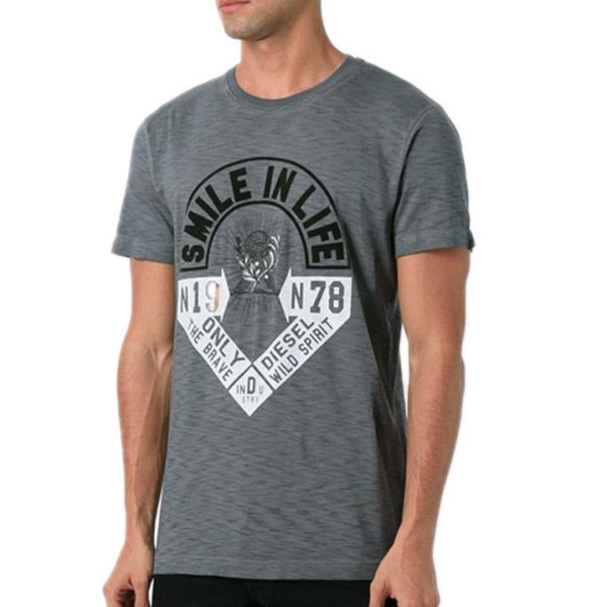 ディーゼル T ディエゴ Hm メンズ T シャツ 半袖クルーネック カジュアル サマー コットン T シャツ ブラック/ホワイト/ブルー