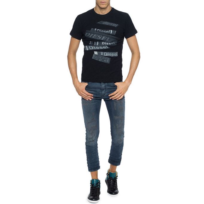 T Diego Qd メンズ Tシャツ 半袖 クルーネック カジュアル サマー コットン ティー ディーゼル ブラック/ホワイト/ネイビー