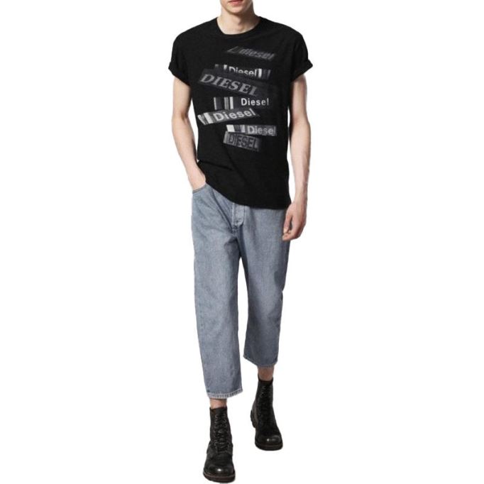 T Diego Qd メンズ Tシャツ 半袖 クルーネック カジュアル サマー コットン ティー ディーゼル ブラック/ホワイト/ネイビー