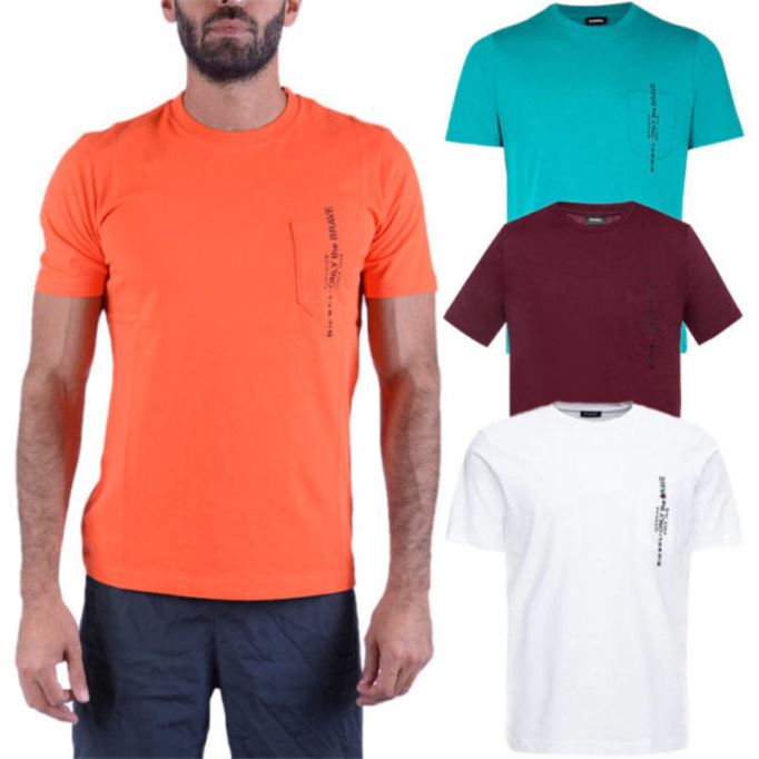 T ジャスト ポケット メンズ Tシャツ 半袖 クルーネック カジュアル ルーズフィット ディーゼル