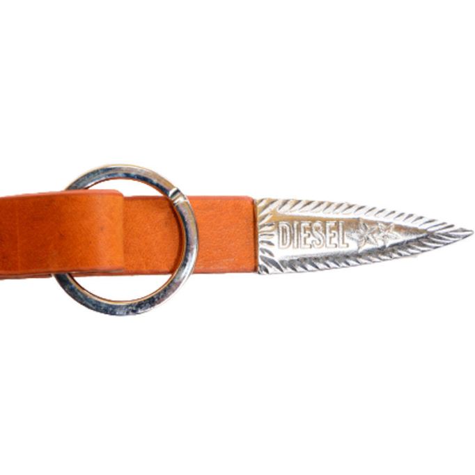 ディーゼル Aeon メンズ キーホルダー 本革 牛革 メタル ホルダー ブラウン キーホルダー