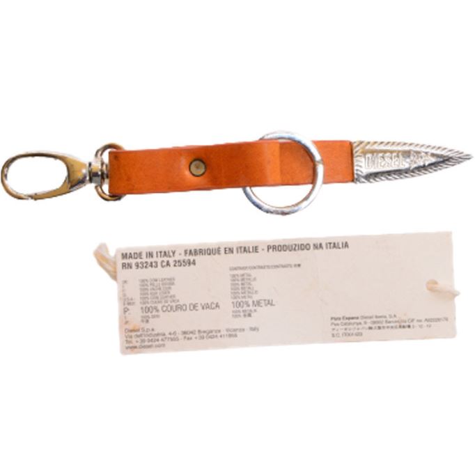 ディーゼル Aeon メンズ キーホルダー 本革 牛革 メタル ホルダー ブラウン キーホルダー