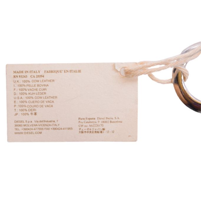 Abos メンズ キーリング 本革 牛革 メタルホルダー ブラウン キーホルダー ディーゼル