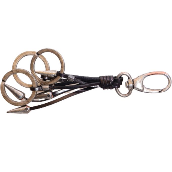 ディーゼル アバポ メンズ キーリング 本革 牛革 メタル ホルダー ブラウン キーホルダー