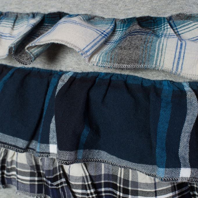 F Adelia レディース スウェットシャツ プルオーバー クルーネック フリルチェック グレー ジャンパー ディーゼル