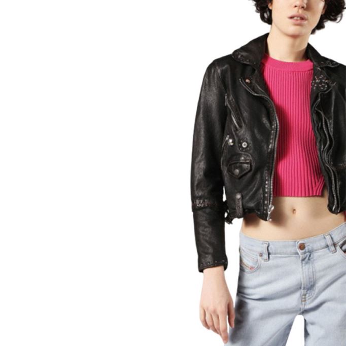 ディーゼル エルテリー レディース バイカージャケット 本革 長袖 カフェレーサーコート