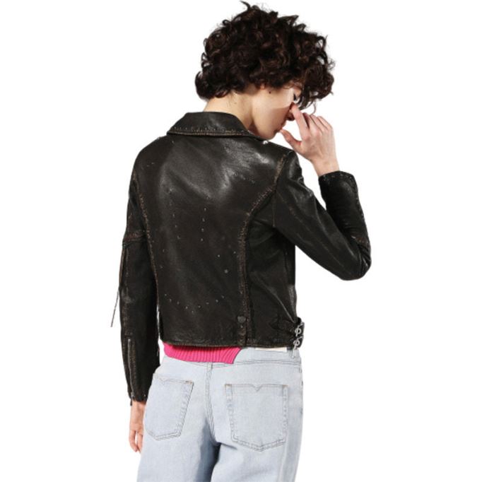 ディーゼル エルテリー レディース バイカージャケット 本革 長袖 カフェレーサーコート