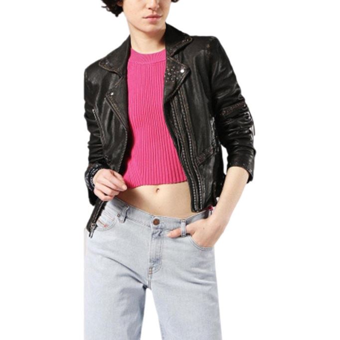 ディーゼル エルテリー レディース バイカージャケット 本革 長袖 カフェレーサーコート