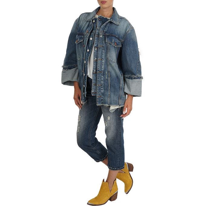 ディーゼル・ド・ヴィセマック デニム デニムジャケット ロングダメージ加工 ブルー ウエスタンジャケット