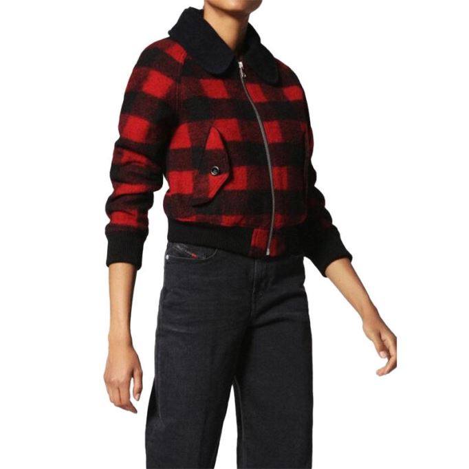 ディーゼル W ロージー レディース ジャケット キルティング バッファロー クロップド チェック 冬 アウター ウール