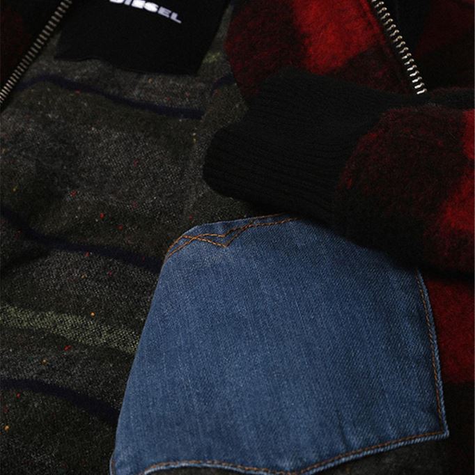 ディーゼル W ロージー レディース ジャケット キルティング バッファロー クロップド チェック 冬 アウター ウール