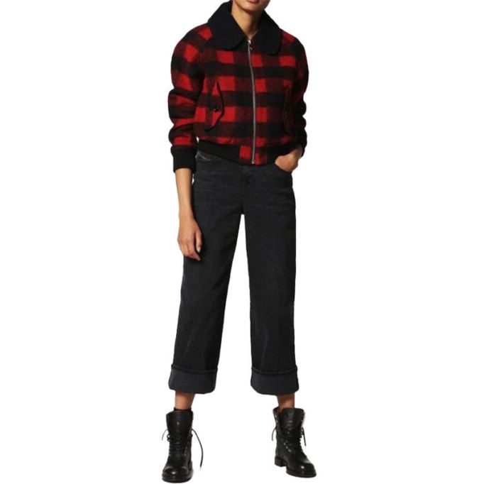 ディーゼル W ロージー レディース ジャケット キルティング バッファロー クロップド チェック 冬 アウター ウール