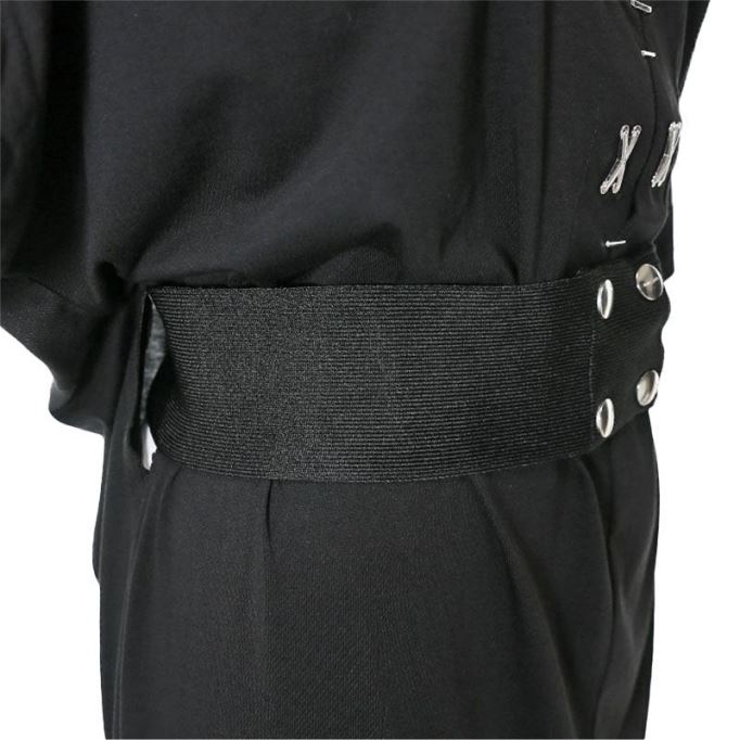 D Alba レディース ロングドレス ラウンドネック マキシメタル パーティー ウェアトップ ベルト ブラック ディーゼル