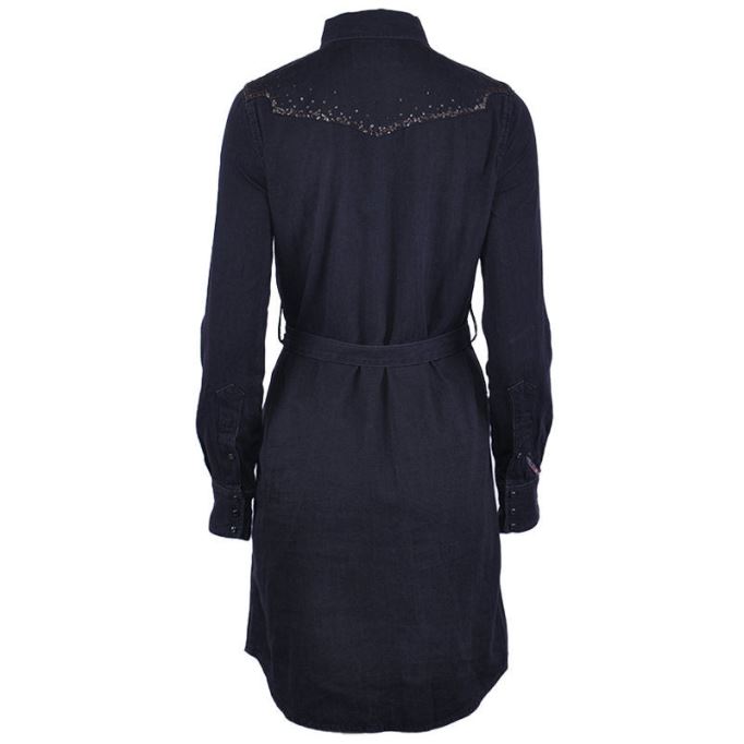 De Pilka W Abito Osacd 900 レディース デニム ドレス ブラック マキシ フルスリーブ トップス ディーゼル