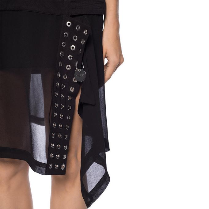 ディーゼル D レニーネ 0lasf レディース ショートドレス ブラック 2層式ノースリーブ トップス