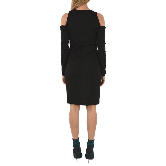 ディーゼル D Cecyl 0dapr レディース ショートドレス コットン ブラック 長袖 クルーネック トップス