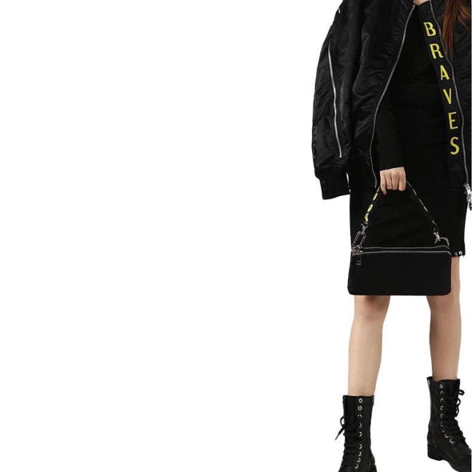 ディーゼル D Cecyl 0dapr レディース ショートドレス コットン ブラック 長袖 クルーネック トップス