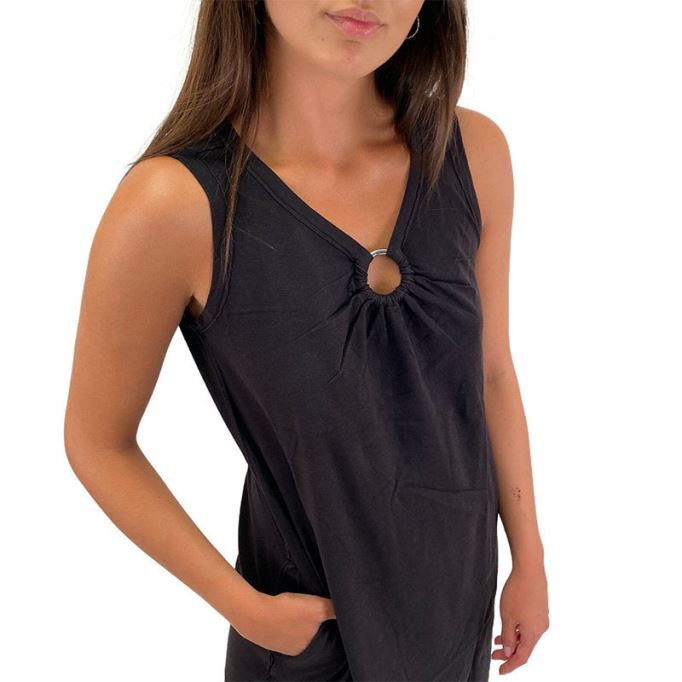 ディーゼル ディーズベル レディースドレス Vネック ロングドレス ノースリーブ レギュラー フィット カジュアル トップス