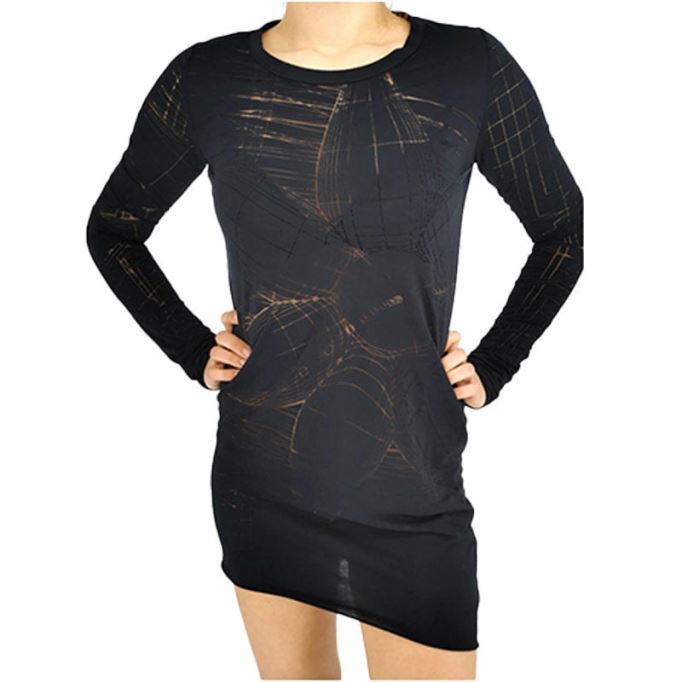 T チャール レディースドレス ラウンドネック ショートドレス 長袖 リラックスフィット トップス ディーゼル