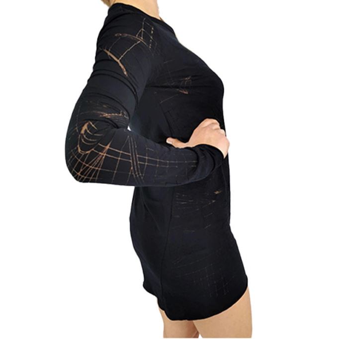 T チャール レディースドレス ラウンドネック ショートドレス 長袖 リラックスフィット トップス ディーゼル