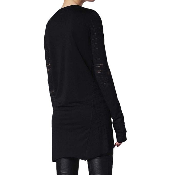 T チャール レディースドレス ラウンドネック ショートドレス 長袖 リラックスフィット トップス ディーゼル