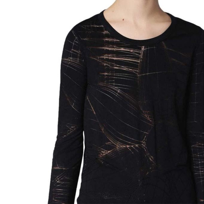 T チャール レディースドレス ラウンドネック ショートドレス 長袖 リラックスフィット トップス ディーゼル