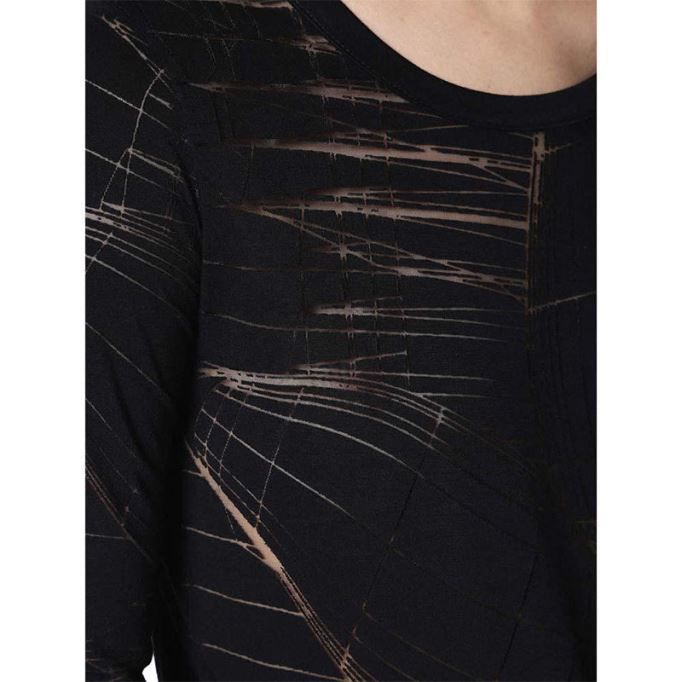 T チャール レディースドレス ラウンドネック ショートドレス 長袖 リラックスフィット トップス ディーゼル