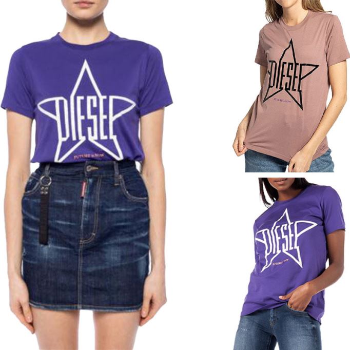 ディーゼル T Sily Za レディース Tシャツ クルーネック 半袖 トップ カジュアル サマーティー 新品