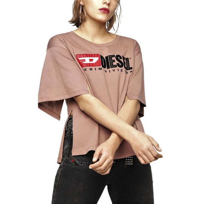 T Jacky D レディース Tシャツ クルーネック 半袖 トップス カジュアル サマーティー ディーゼルブルー/オフホワイト/ピンク