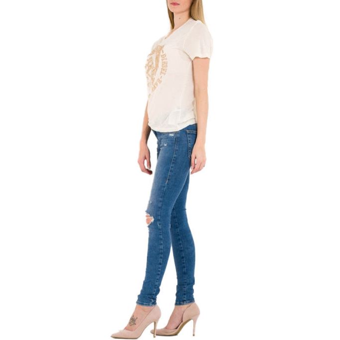 ホワイト/ブラック ディーゼル T モリ レディース Tシャツ クルーネック 半袖 カジュアル サマー コットン トップ 新品