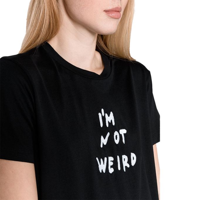 T Flavia B レディース Tシャツ クルーネック 半袖 カジュアル 夏 黒 トップス ディーゼル