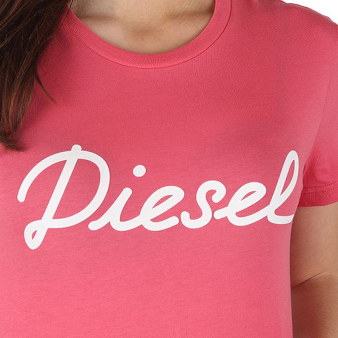 T Sully Ah B レディース Tシャツ クルーネック 半袖 カジュアル 夏 ピンク Tシャツ ディーゼル