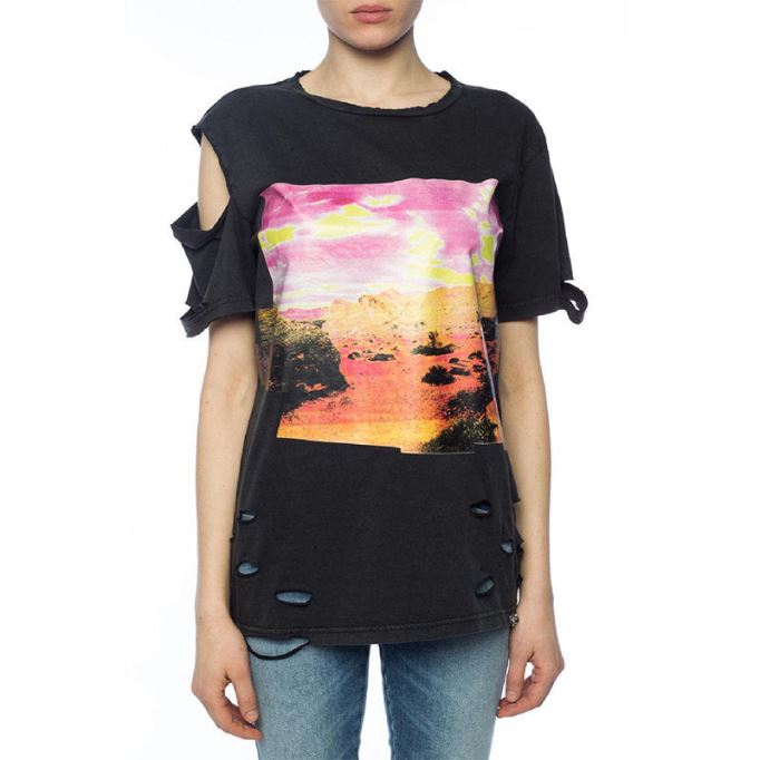 T Cynth レディース Tシャツ クルーネック 半袖 レギュラーフィット カジュアル トップス ディーゼル