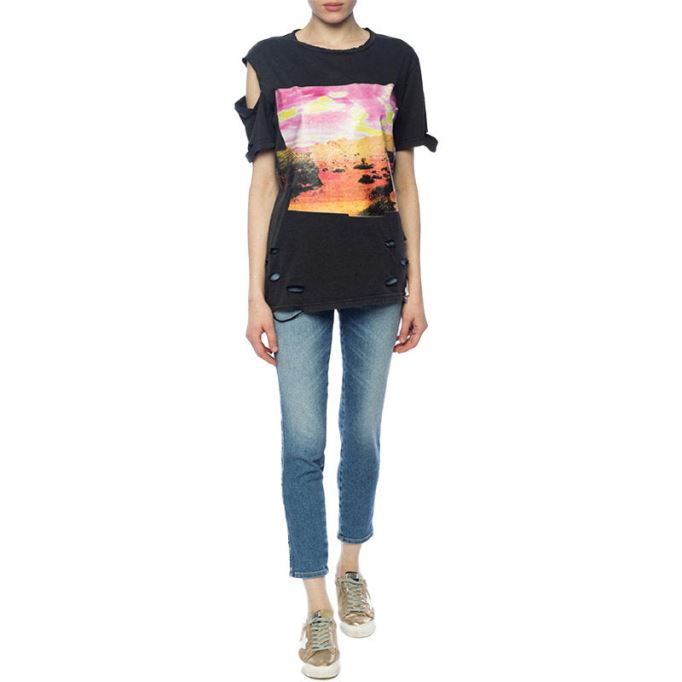 T Cynth レディース Tシャツ クルーネック 半袖 レギュラーフィット カジュアル トップス ディーゼル