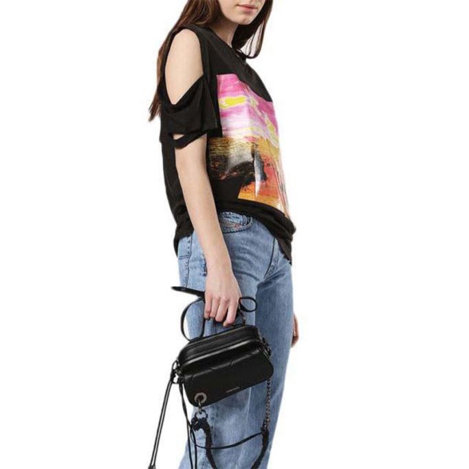 T Cynth レディース Tシャツ クルーネック 半袖 レギュラーフィット カジュアル トップス ディーゼル