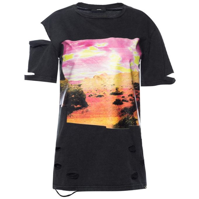 T Cynth レディース Tシャツ クルーネック 半袖 レギュラーフィット カジュアル トップス ディーゼル