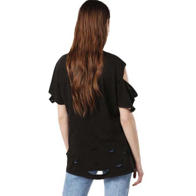 T Cynth レディース Tシャツ クルーネック 半袖 レギュラーフィット カジュアル トップス ディーゼル