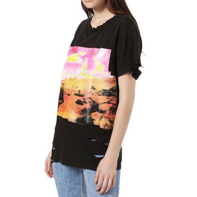 T Cynth レディース Tシャツ クルーネック 半袖 レギュラーフィット カジュアル トップス ディーゼル