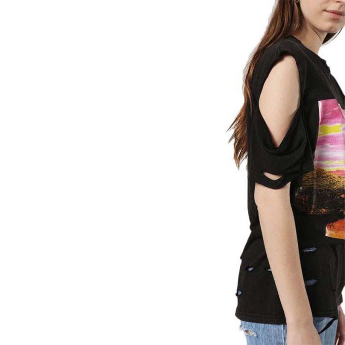 T Cynth レディース Tシャツ クルーネック 半袖 レギュラーフィット カジュアル トップス ディーゼル