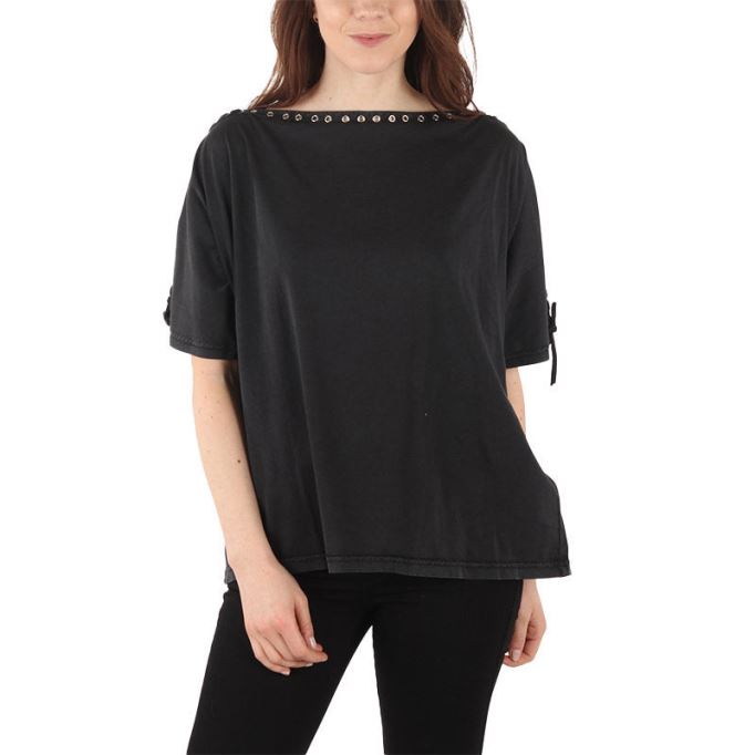 ディーゼル T Leox A レディース Tシャツ ラージネック 半袖 リラックスフィット カジュアルトップス