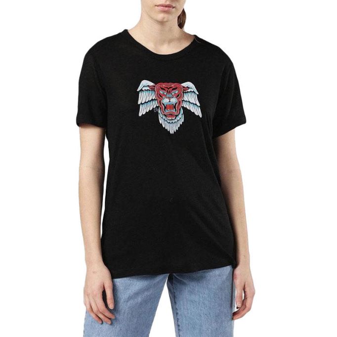 T Sily P レディース Tシャツ クルーネック 半袖 レギュラーフィット カジュアル トップス ディーゼル