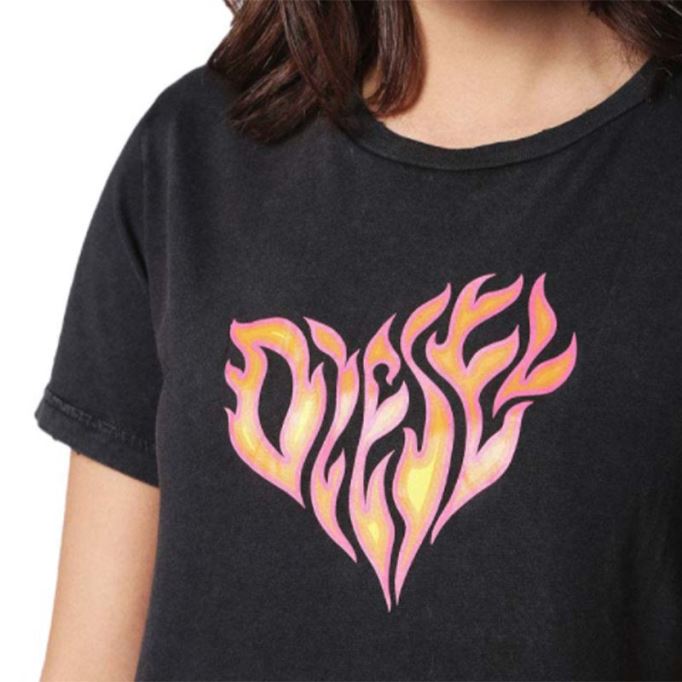 T Sily H レディース Tシャツ クルーネック 半袖 レギュラーフィット カジュアル トップス ディーゼル